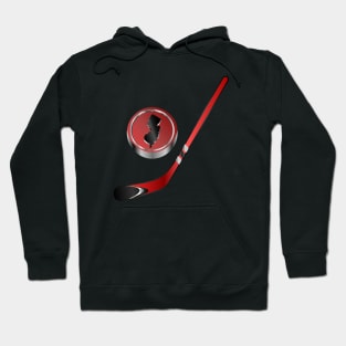 NHL - NJ Red Black Silver White accent Stick and Puck Hoodie